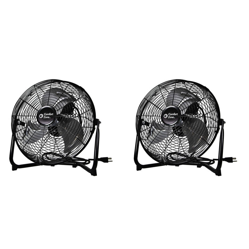Comfort Zone 12" 3 Speed 180-Degree Adjustable Cradle Fan, Black (2 Pack)