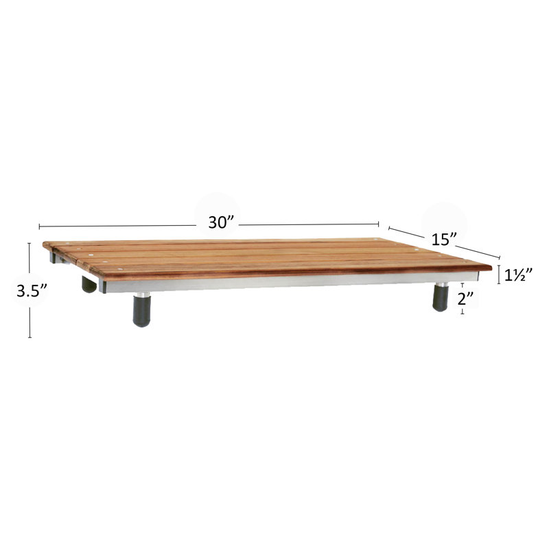 Adjustable Teak Wood Spa Tub Seat with Stainless Steel Frame