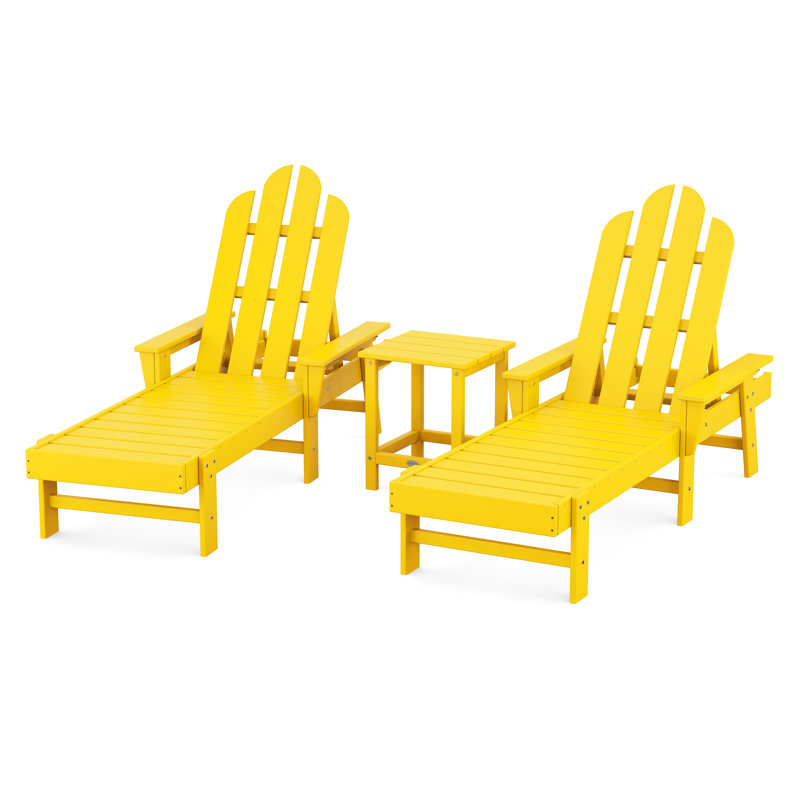POLYWOOD Long Island Chaise 3-Piece Set, Lemon