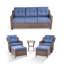 Mobilier de patio 6 pièces en osier brun avec coussins-2047884057