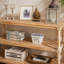 Console rustique à 3 niveaux avec détails d'inspiration gothique, table d'entrée en bois de 47,24 po de long pour le salon et le couloir