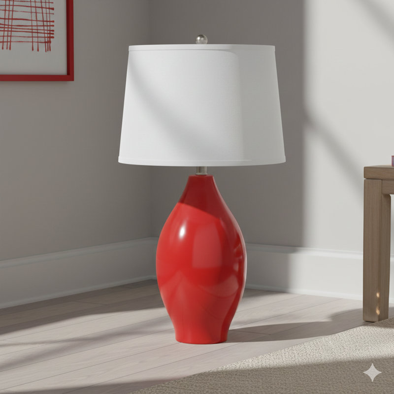 LAMPE DE TABLE EN CÉRAMIQUE ROUGE DE 28 po H