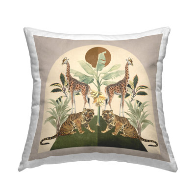 Jungle Animals Motif Decorative Printed Throw Pillow Design by Victoria Barnes