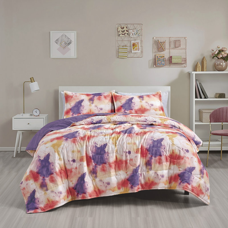 Ensemble de couvre-lit 3 pièces en microfibre réversible à motif géométrique bleu marine