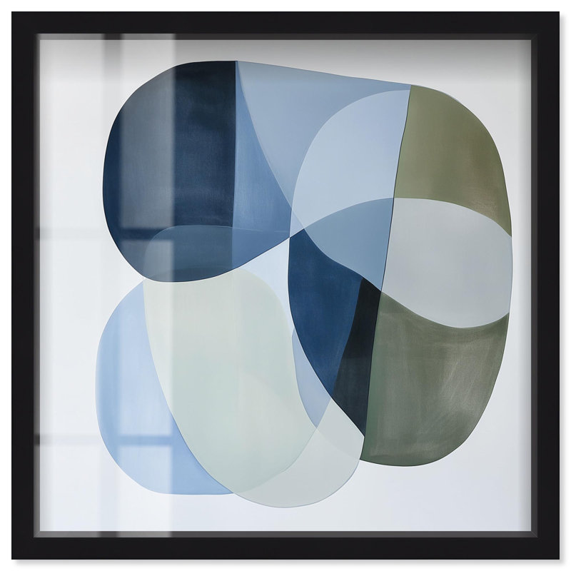 Décoration murale moderne Serene Overlap II Shadowbox Print par Art Remedy, H 13 po x l 13 po, Noir