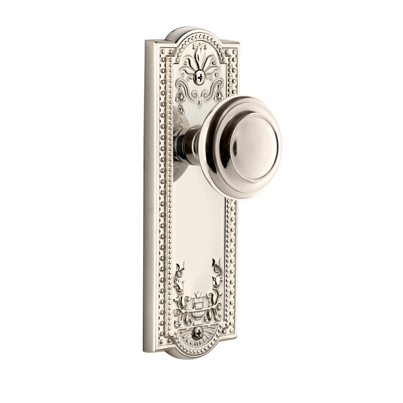 Grandeur Parthenon Plate Single Dummy with Circulaire Door Knob, Polished Nickel