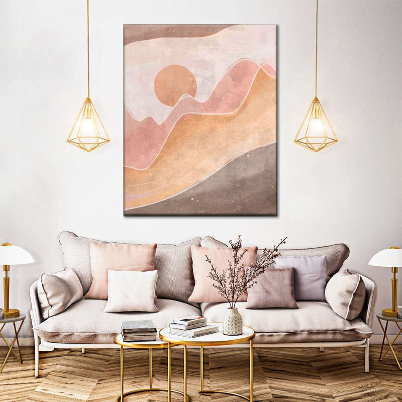 Simple coucher de soleil sur toile, H 10 po x l 8 po x P 1 po