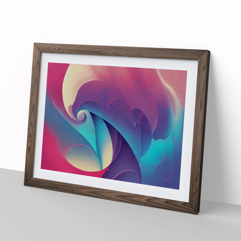 Divine Abstract Fractals - Single Picture Frame Print, 46cm H x 64cm W, Walnut
