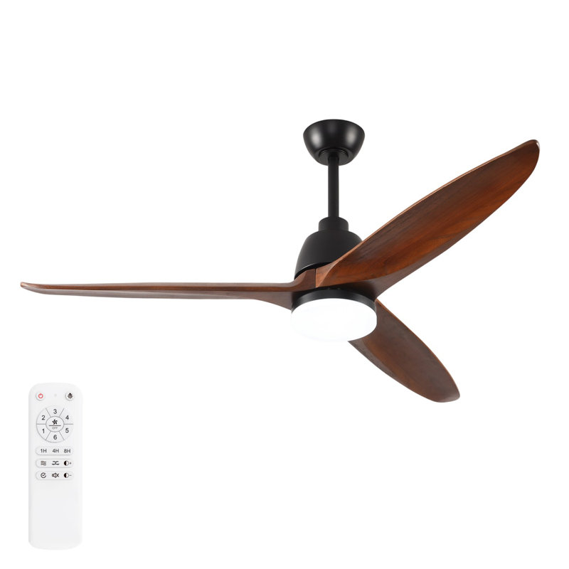 Ventilateur de plafond noir moderne de 52 pouces avec moteur à courant continu réversible à télécommande et 3 pales à intensité variable de 3 couleurs