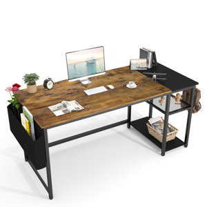 Myra 47" W Home Office Computer Writing Study Desk with Storage Shelves