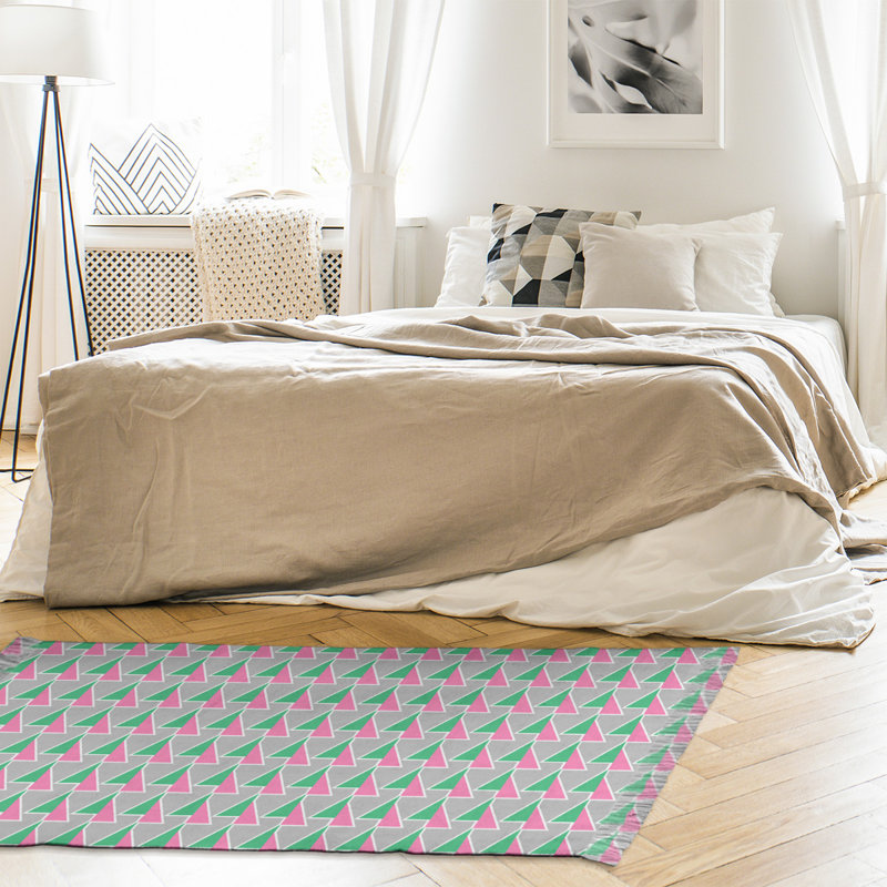 Tapis avec flèches déplacées gris/rose/vert, Non
