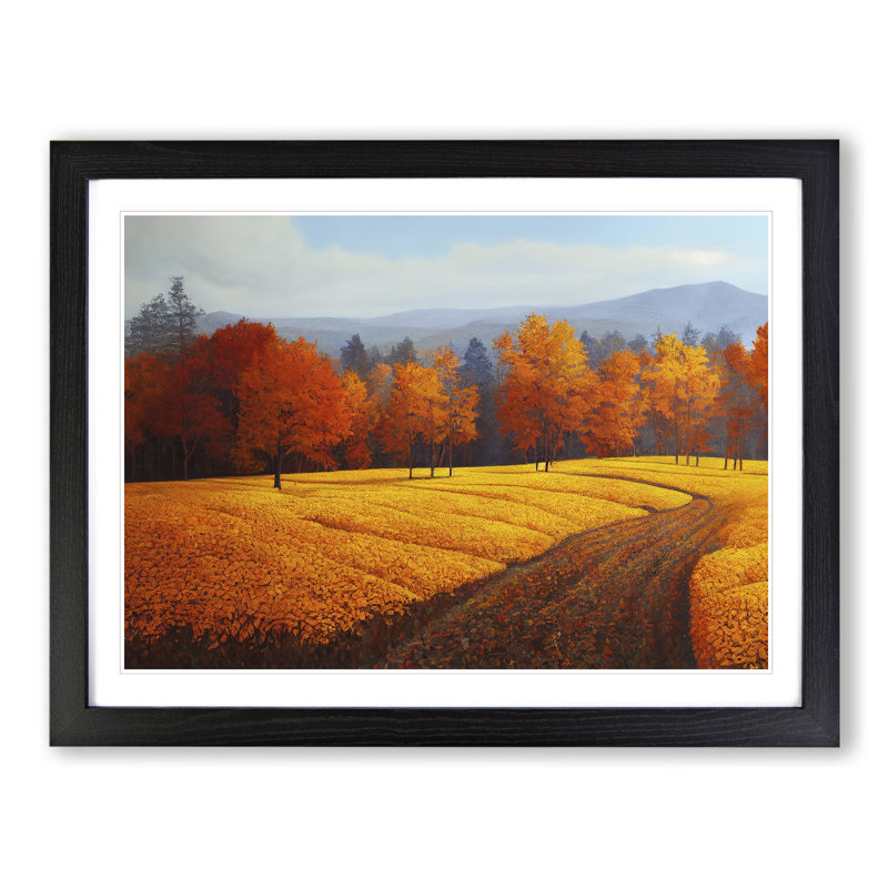Angelical Autumn Forest - Framed Print, 46cm H x 64cm W x 2cm D, Black