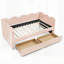 Lit de jour Cozy Gingham avec deux tiroirs de rangement, port USB et adorable tissu en forme de vague-499321393-499321400