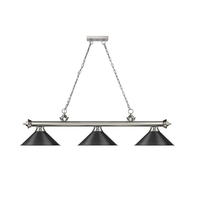 Luminaire suspendu linéaire 3 lumières Annaleisa, Blanc, Noir mat