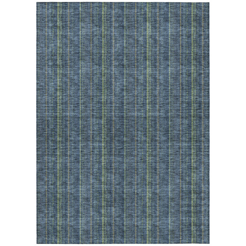 Tapis extérieur lavable rayé bleu 3 pi x 5 pi bleu et vert menthe