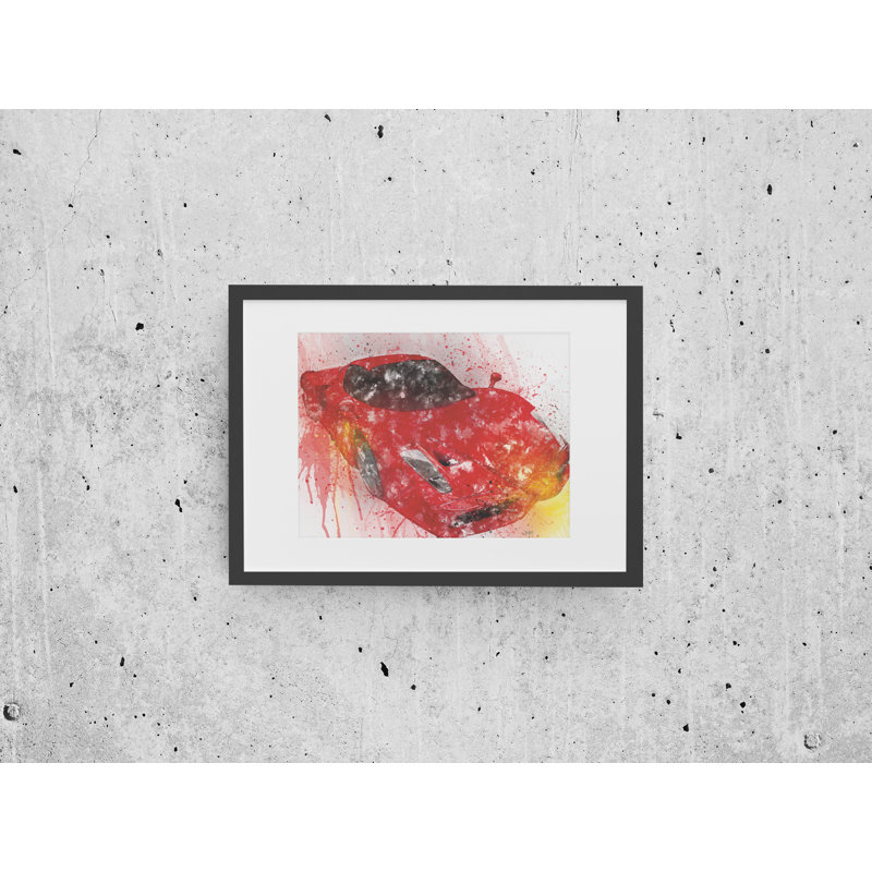 Red Supercar - Single Picture Frame Print on Wood