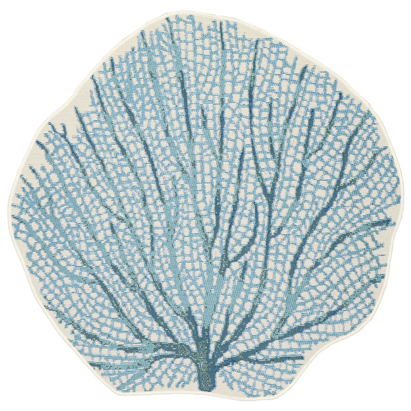 Ahman Abstract Polyester Non-Skid Kitchen Mat, Round 3'3", Navy/Blue