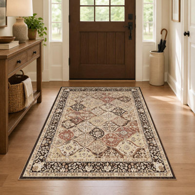 Tapis transitionnel ultra-mince à motif de treillis transitionnel. Tapis antidérapant antidérapant pour le salon. Chambre à coucher. Salle à manger et bureau