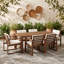 Ensemble repas d'extérieur 7 pièces en bois d'acacia avec coussins, trou pour parasol pour jardin et piscine-48986215