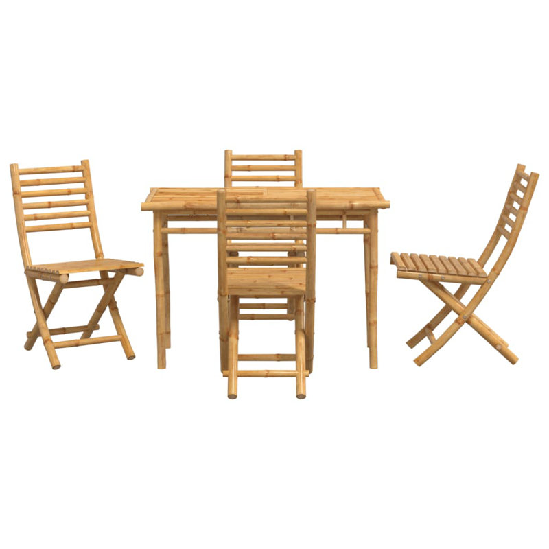 Aljandro 4 - Person Bamboo Patio Dining Set with Rectangular Table