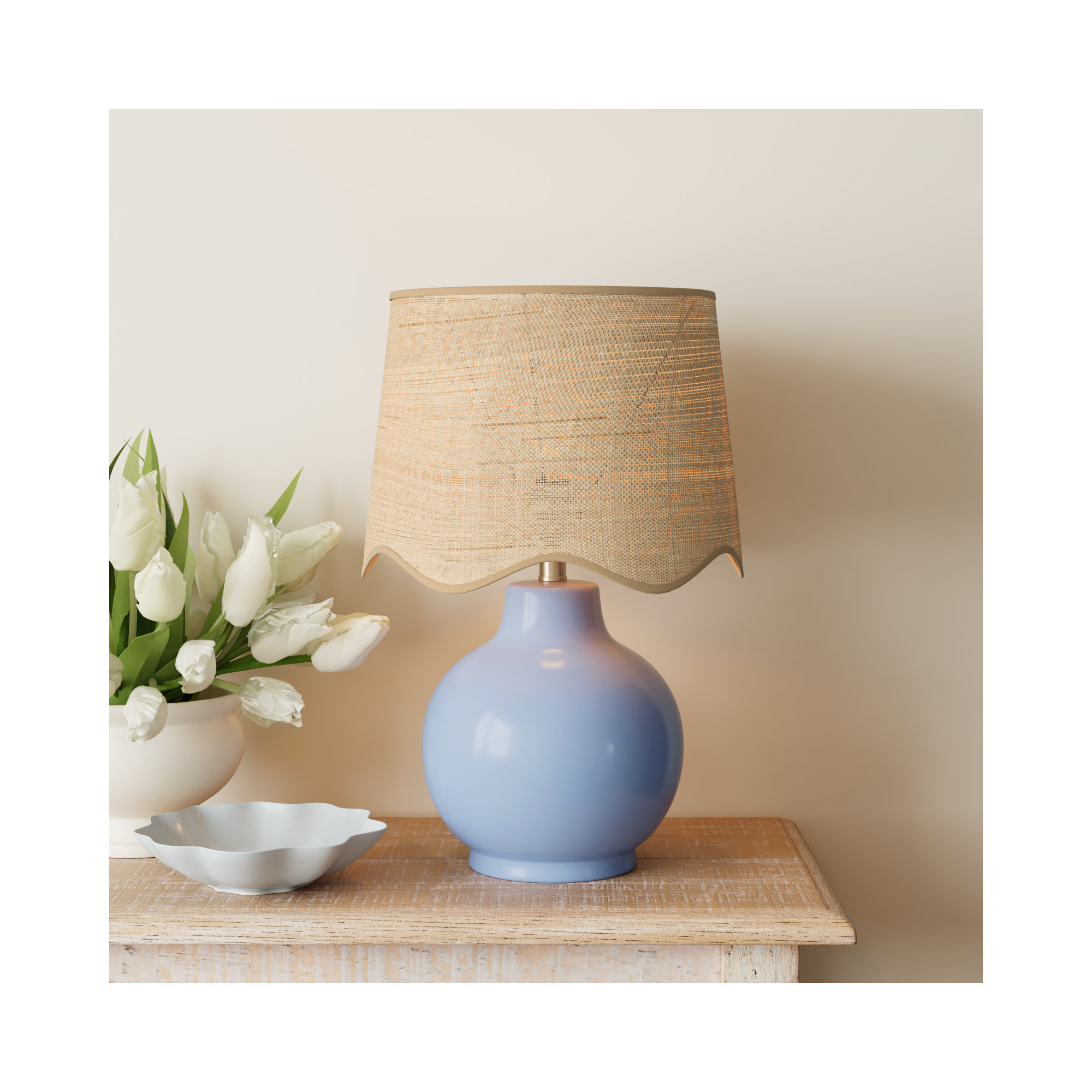 Maura Accent Table Lamp, 22"H x 15"W x 15"D, Blue, Tan