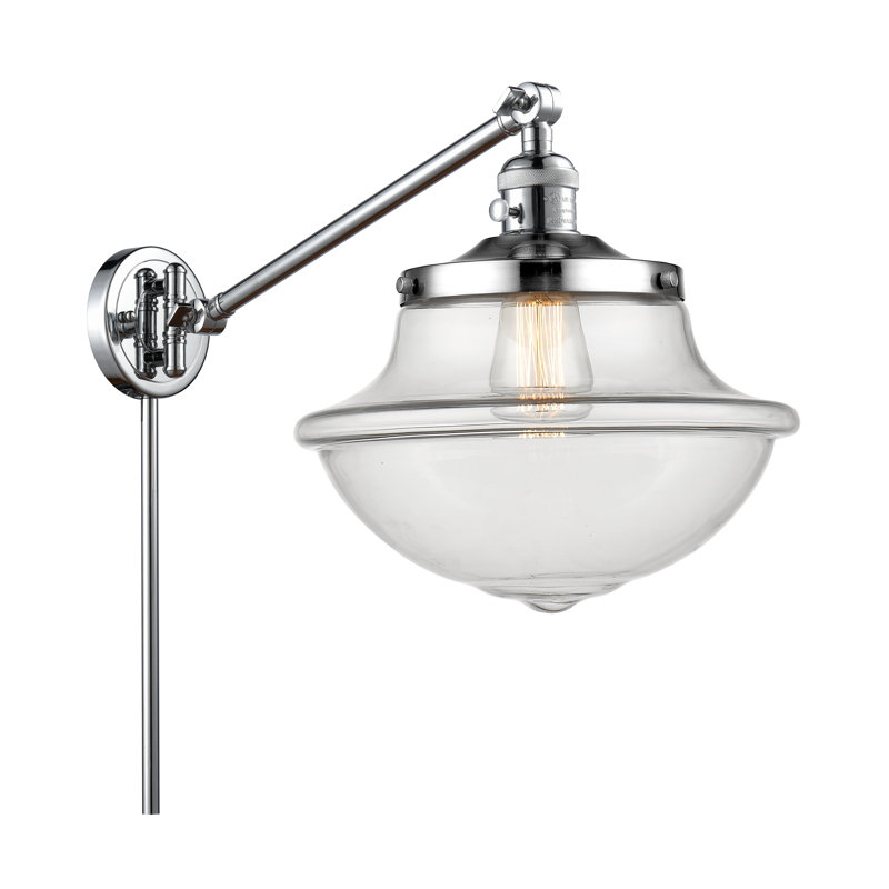 Bras articulé à intensité variable à 1 lumière Theresa, Ampoule DEL rétro de 3,5 watts, Transparent / clair, Chrome poli