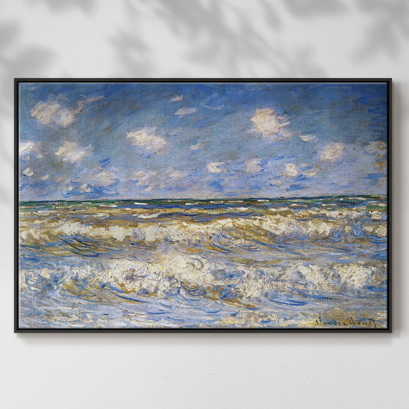 Rough Sea, 1881 sur toile, Toile avec cadre flottant noir, H 25 po x l 17 po x P 2 po