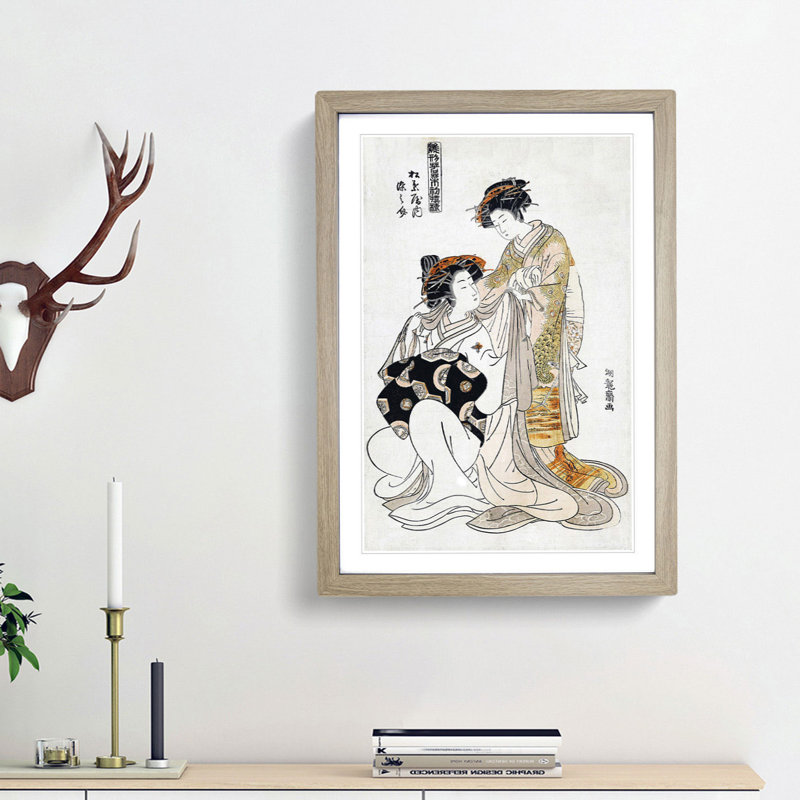 Dressing by Isoda Koryusai - Picture Frame Painting Print, Oak Framed, 48cm H x 36cm W x 2cm D