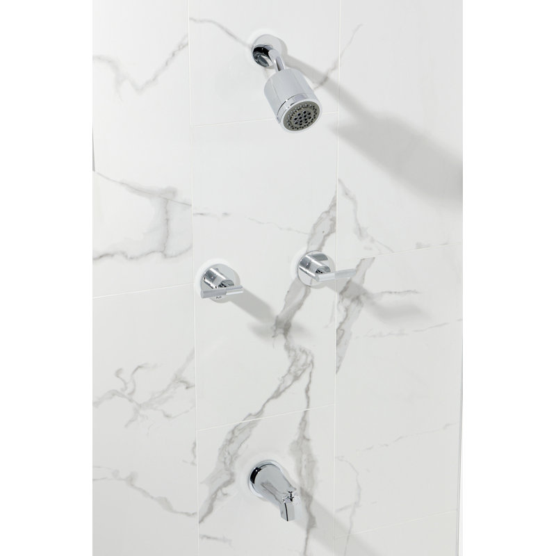 Kingston Brass Convergent Double-Handle Tub and Shower Faucet with Knurled Handle, Polished Chrome