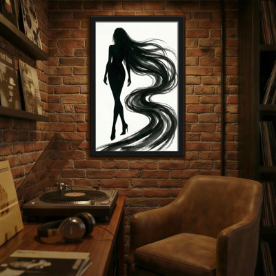 Silhouette abstraite femme avec des cheveux qui coule