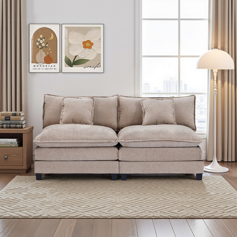 Canapé 2 places avec revêtement CHENILLE, Khaki Chenille