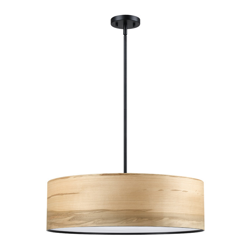24 In. 5-light Wood Veneer Drum Chandelier 