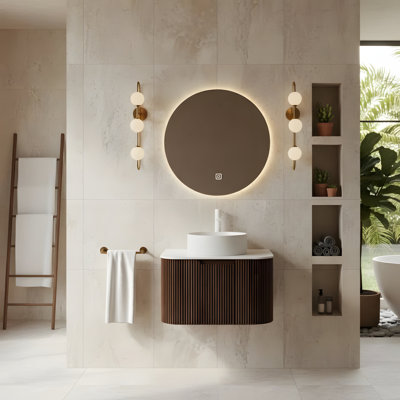 Meuble-lavabo mural 24 po avec lavabo rond en céramique et tiroir