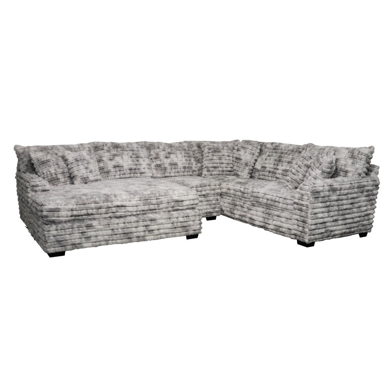 Gus Sectional with Cuddler, Gray Polyester Blend