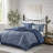 Navy King Comforter - 7 Piece Printed Seersucker, , Warm Decor Seersucker Navy, Microfiber Solid Back, Pillow