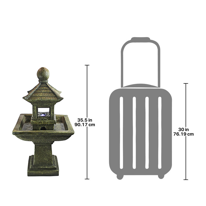 Resin Sacred Space Pagoda Illuminated Garden Fountain with LED Light