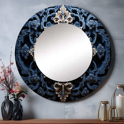 Religious Cross Ancient Wisdom - Landscape Decorative Mirror, Traditional Round Wall Mirror, Printed Metal Art