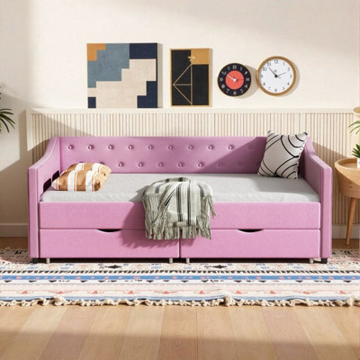 Upholstered Daybed with Storage Drawers, Convertible Sofa Bed by House of Hampton