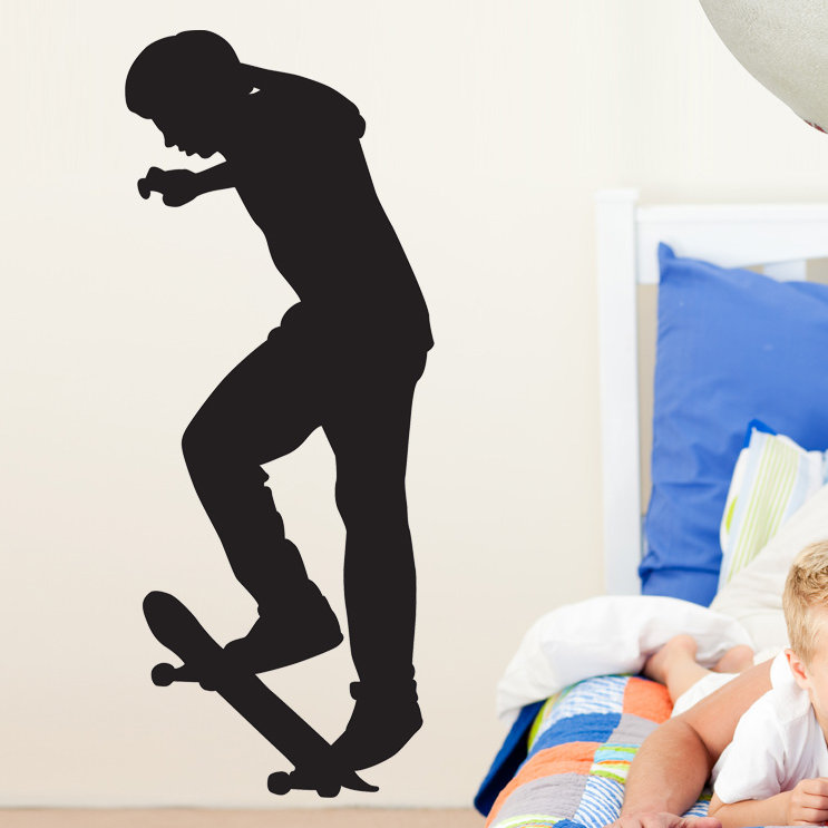 Adhésif décoratif Skateboard Silhouette, H 24 po x l 9,5 po