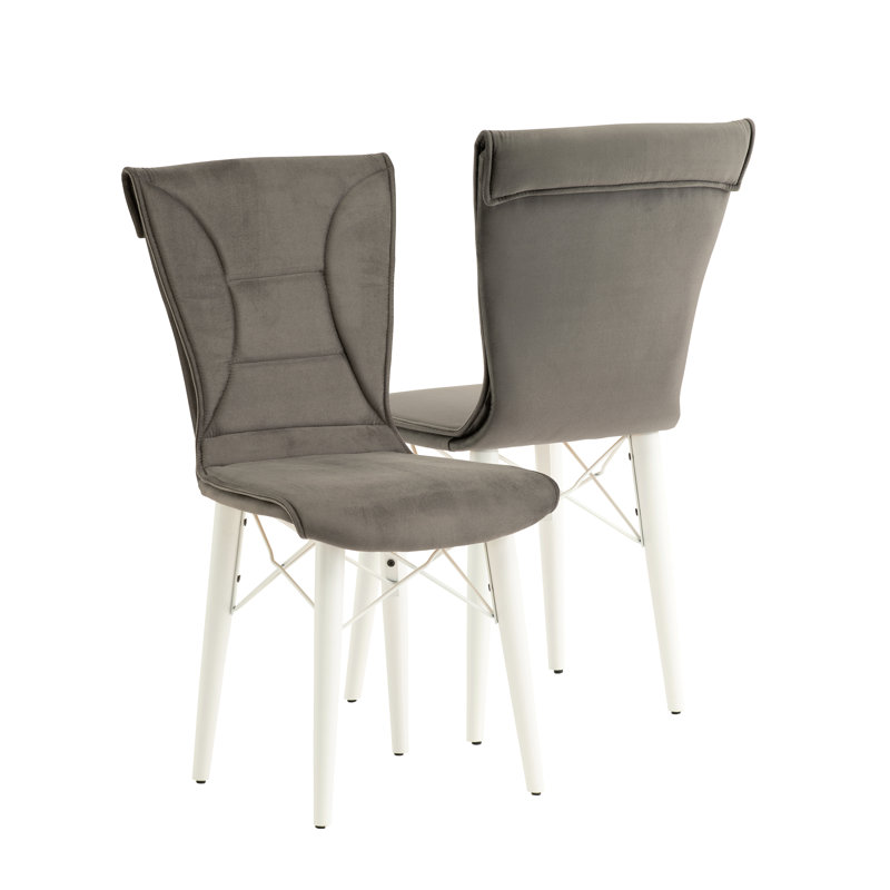 Regis 46cm H Velvet Upholstered Side Chair in Grey, Grey