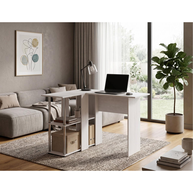 Plastic / Acrylic Computer Desk, White/Silver
