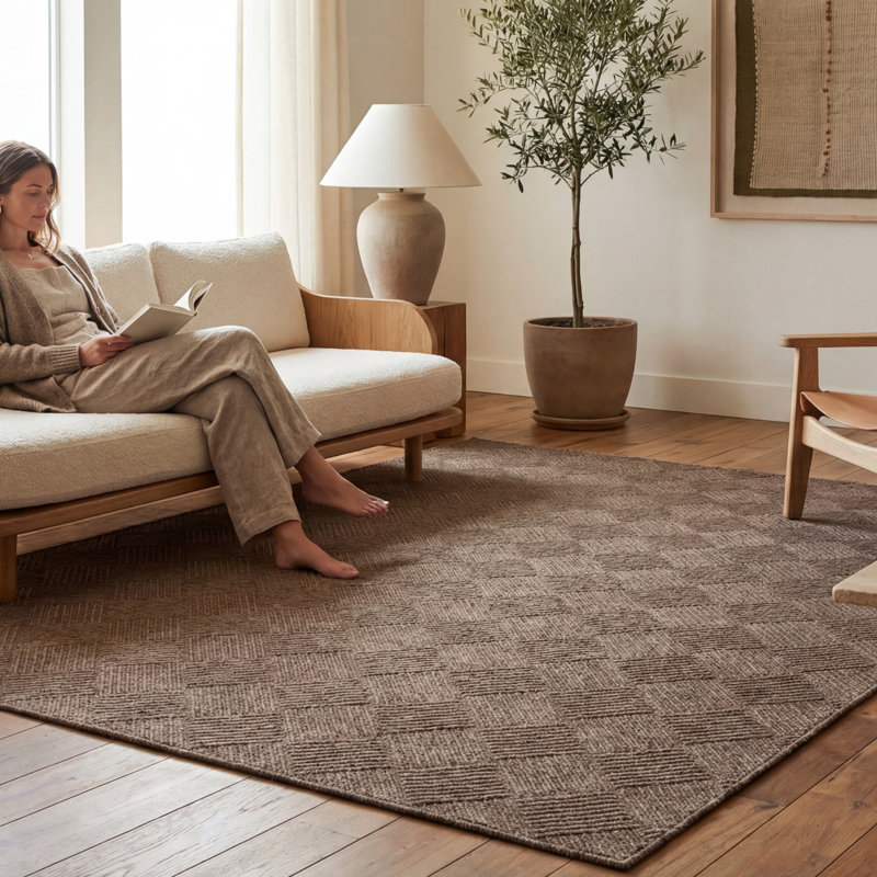  Tapis intérieur / extérieur Valenne, Brun, Rectangle 7 pi 6 po x 9 pi 6 po