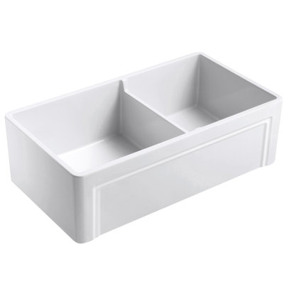 Floretta 33" L x 18" W Double Basin Farmhouse Kitchen Sink