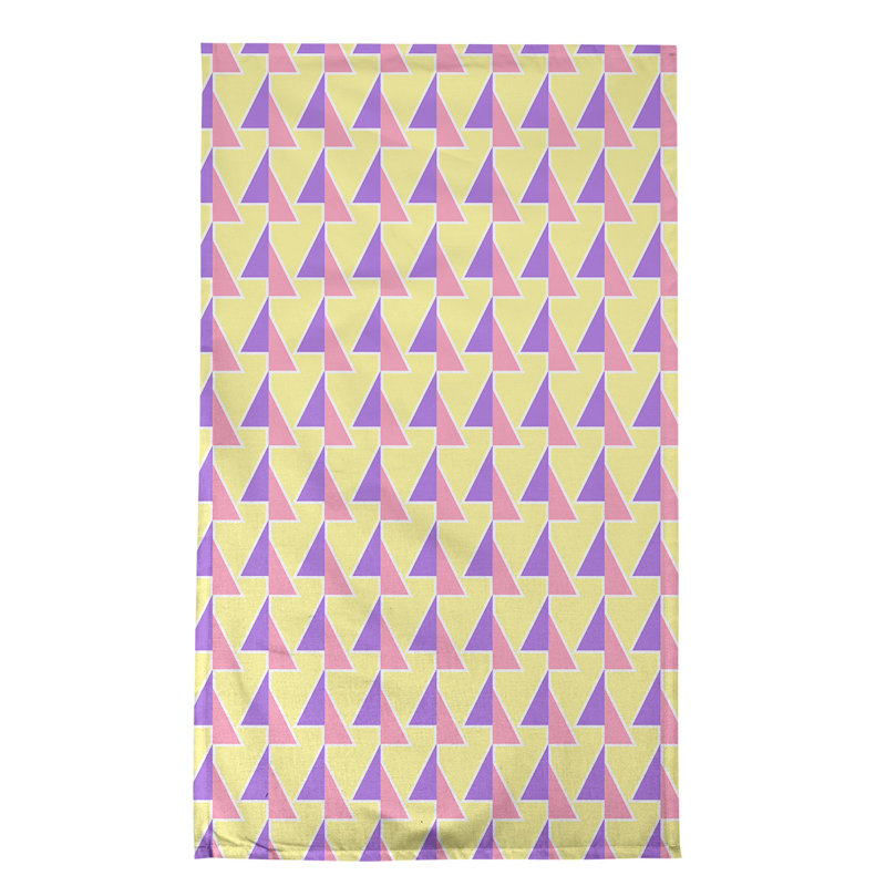Torchon à flèches, Mauve / rose / jaune, Croisé en coton