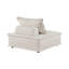 Fauteuil d'appoint capitonné beige avec coussin traversin, siège modulaire sans accoudoirs moderne, structure en bois massif