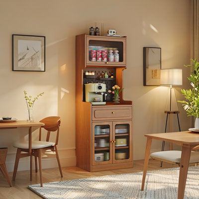 Buffet de 19,69 po de hauteur, armoire autoportante étroite étroite avec panneau perforé pour petits espaces, armoire de rangement multifonctionnelle pour la cuisine