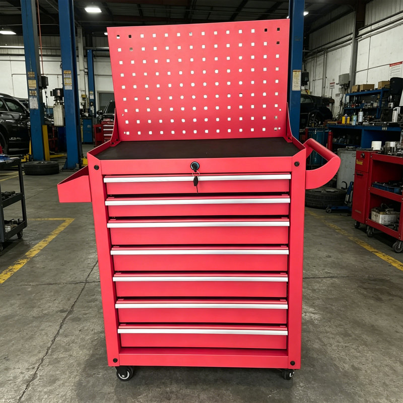 7-Drawer Tool Cabinet With Pegboard Back Panel