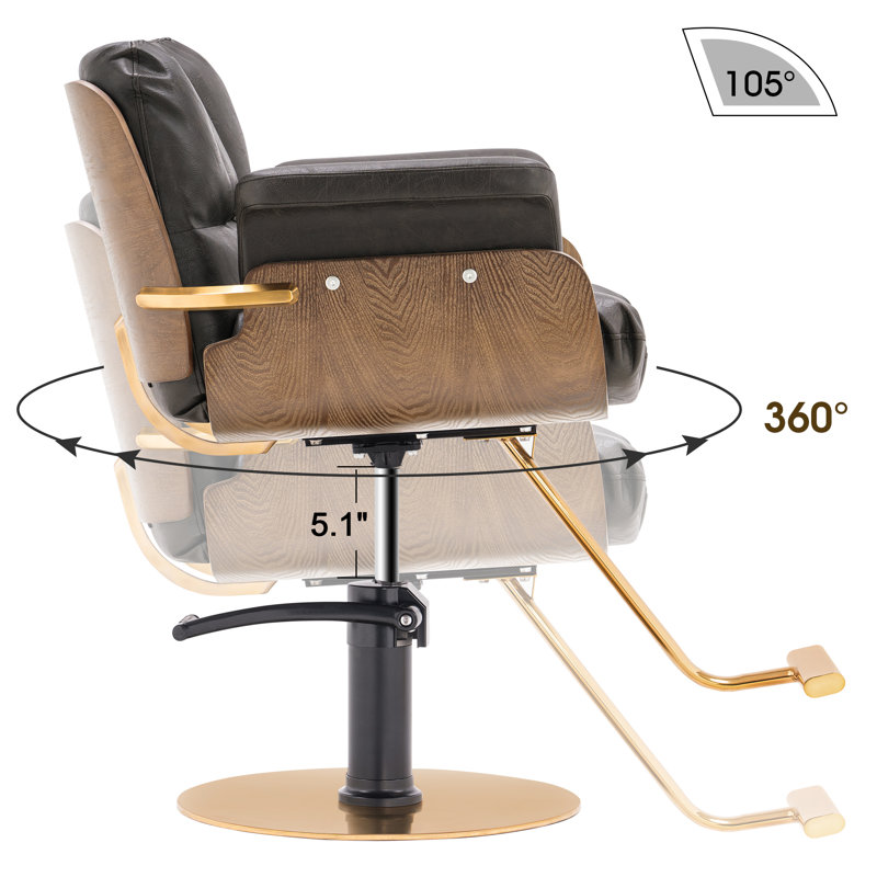  Stylized hairdresser chair, hydraulic hairdresser chair, Similicuir brun / café au lait
