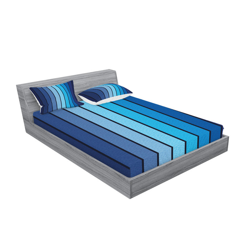 Ensemble de draps et taies décoratives bleu marine et bleu pâle Ambesonne, Ensemble de draps pour lit double + 1 drap-housse 