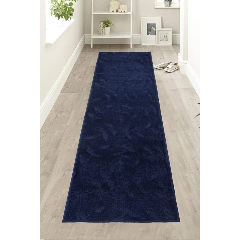 Tapis de couloir bleu marine Davario, Tapis de couloir 2 pi 2 po x 7 pi
